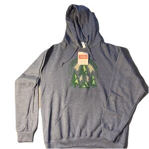STORMY KROMER Sz Large Graphic Hoodie Sweatshirt Northwoods Three Trees NWT